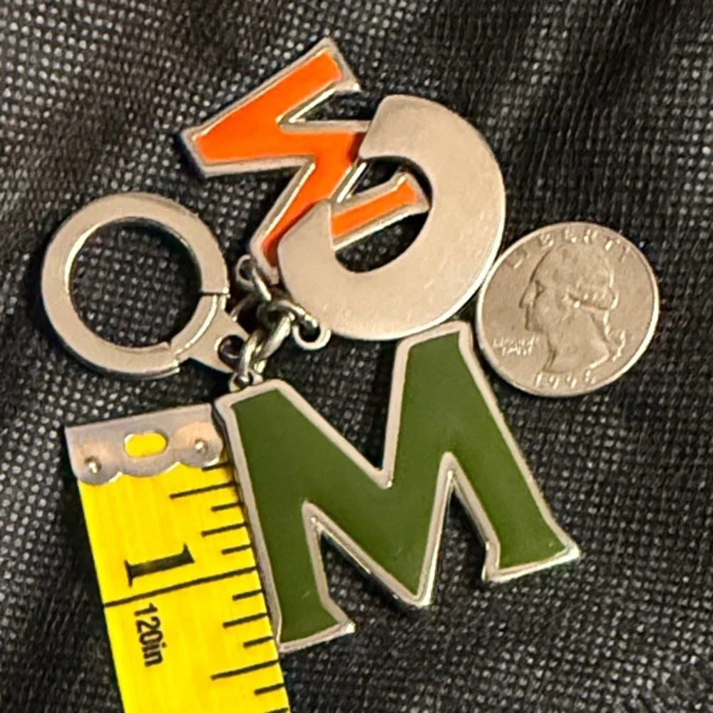 MCM Olive Green Tangerine and Silver Bag Charm Key Holder